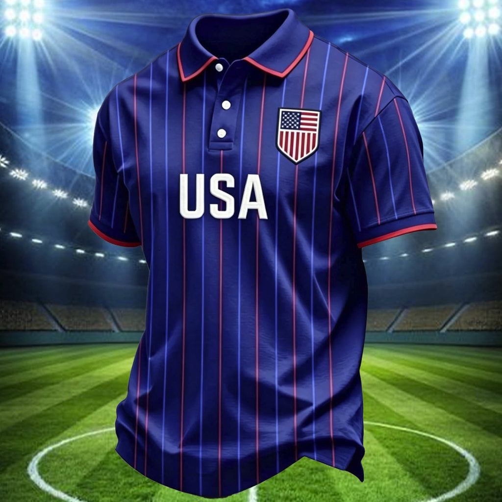 2026 Usa Soccer Mens Polo Shirts Short Sleeve Casual Collared Pullover Summer Tops Soccer Shirt for Men Indoor Outdoor Activities Daily Wear