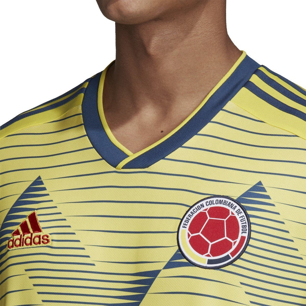 adidas Men's FCF Colombia Home Soccer Jersey (Small) Light Yellow/Night Marine