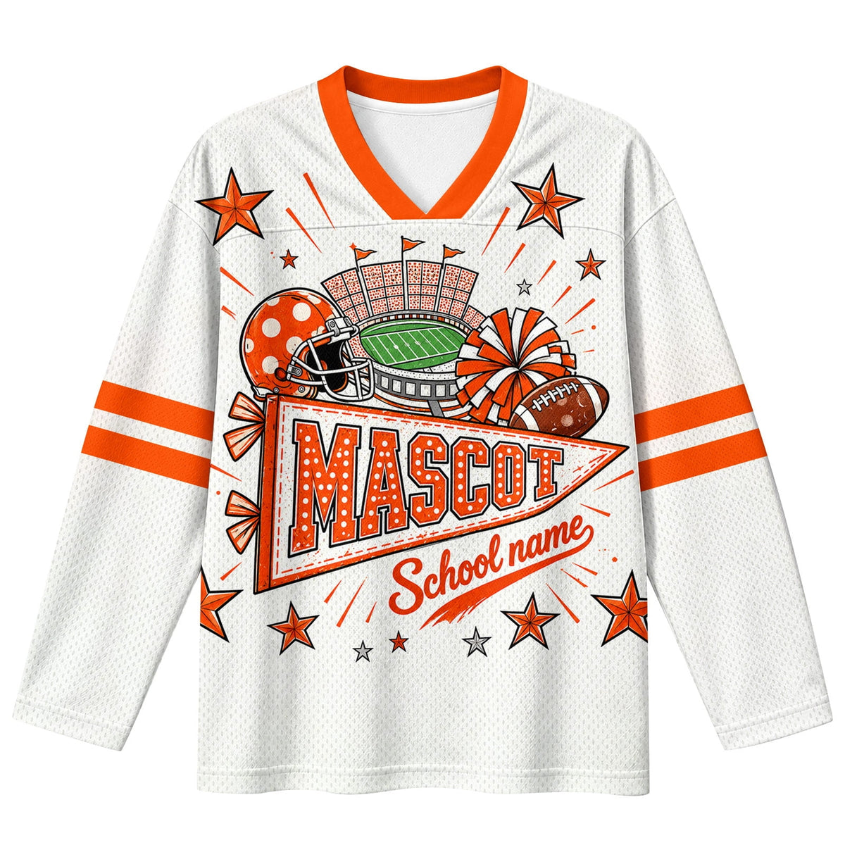 Football Shirts for Women Long Sleeve V Neck Vintage Game Day Graphic Sports Mesh Jersey Beige XL