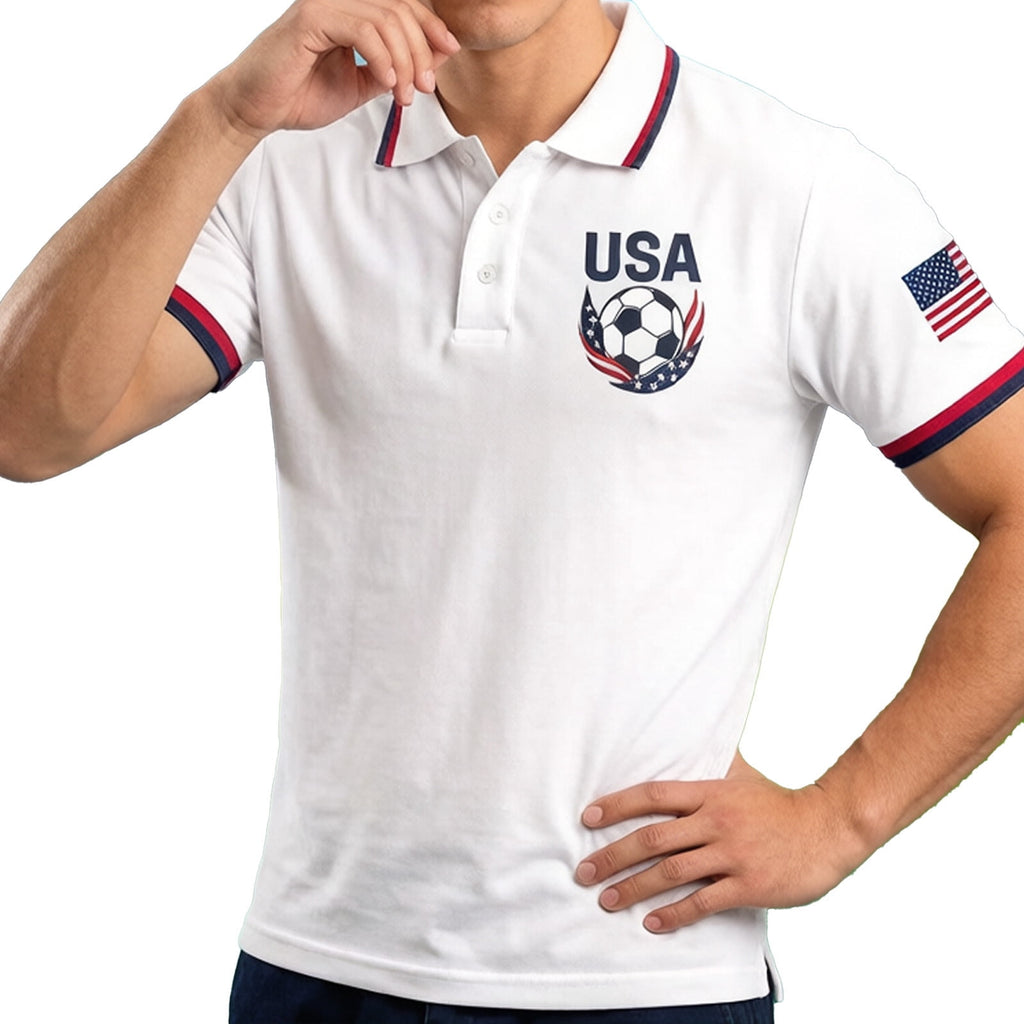 2026 Usa Soccer Mens Polo Shirts Short Sleeve Casual Collared Pullover Summer Tops Soccer Shirt for Men Indoor Outdoor Activities Daily Wear