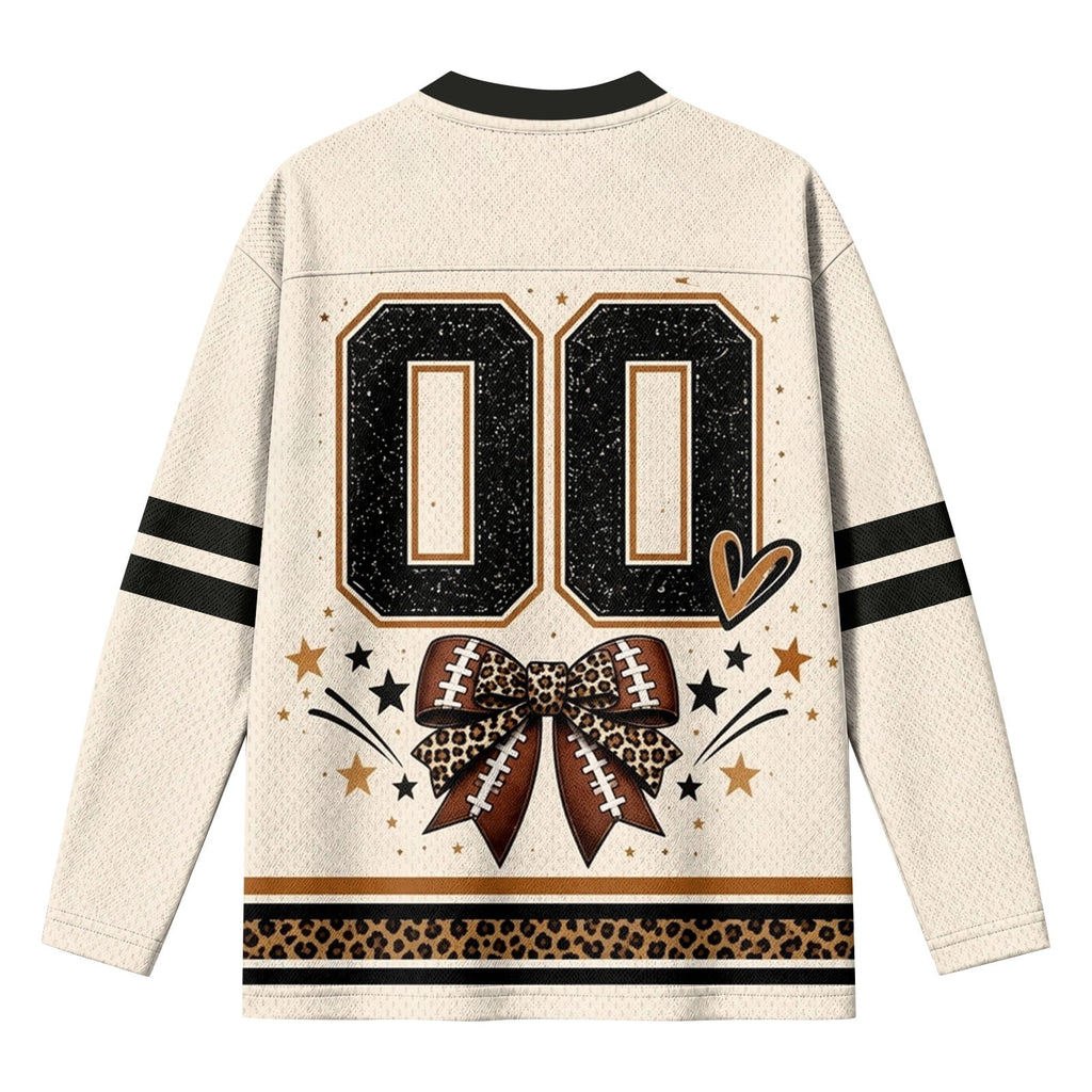 BFRGSIJ Women's Football Game Day Shirts Long Sleeve V Neck Mesh Jersey Vintage Football Graphic Casual Sport Top for Tailgate Party XL