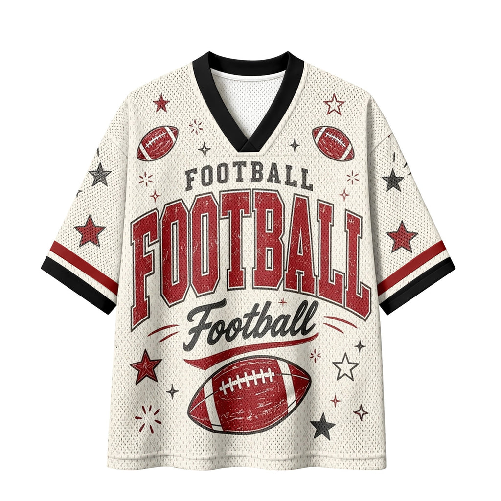 BFRGSIJ Football Mesh Jersey for Women Casual Short Sleeve V Neck Game Day Sports Fan Tee Shirt XL
