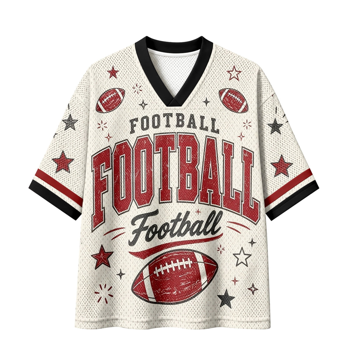BFRGSIJ Football Mesh Jersey for Women Casual Short Sleeve V Neck Game Day Sports Fan Tee Shirt XL