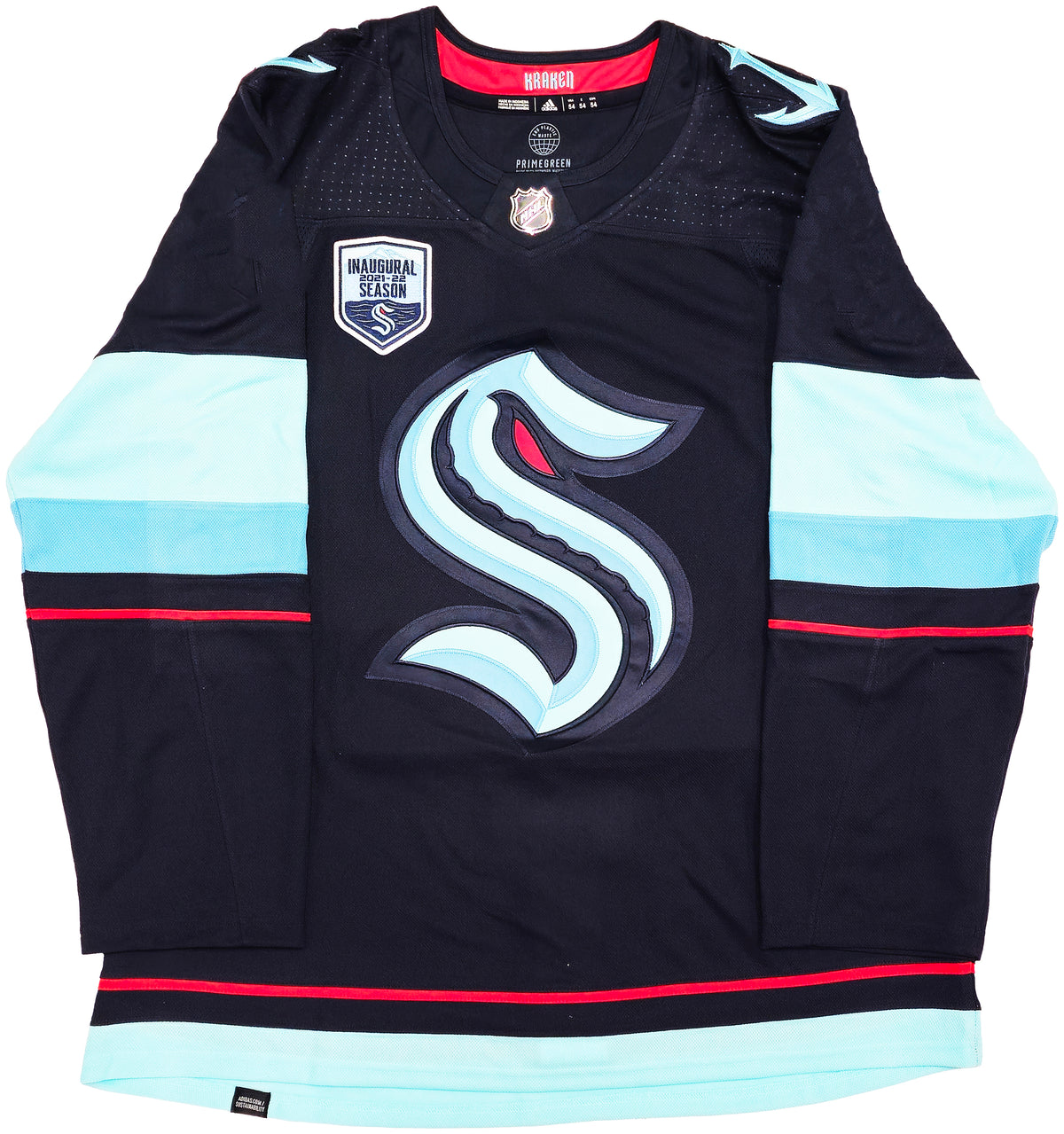 Seattle Kraken Riley Sheahan Autographed Blue Adidas Authentic Jersey Size 54 With Inaugural Season Patch Fanatics Holo 235589