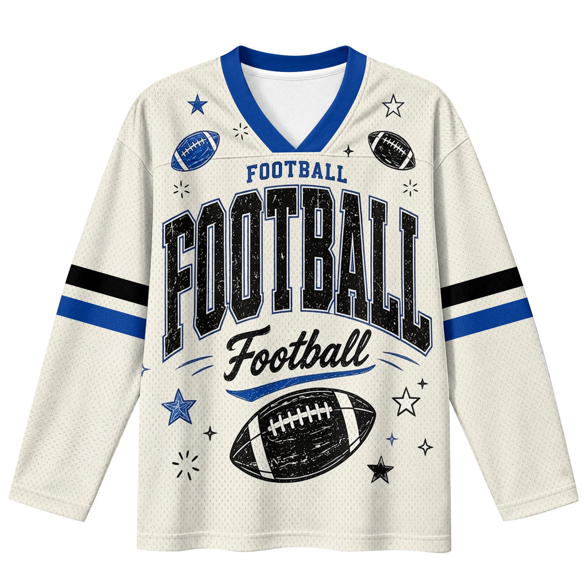 BFRGSIJ Women's Football Game Day Shirts Long Sleeve V Neck Mesh Jersey Vintage Football Graphic Casual Sport Top for Tailgate Party XL