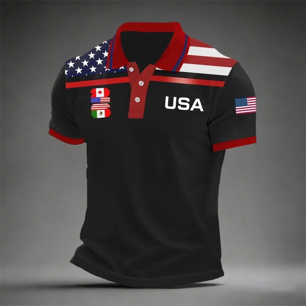 2026 Usa Soccer Mens Polo Shirts Short Sleeve Casual Collared Pullover Summer Tops Soccer Shirt for Men Indoor Outdoor Activities Daily Wear