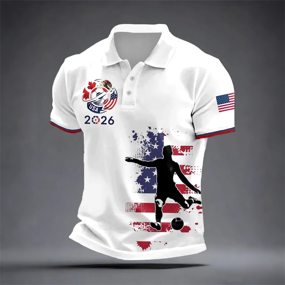 2026 Usa Soccer Mens Polo Shirts Short Sleeve Casual Collared Pullover Summer Tops Soccer Shirt for Men Indoor Outdoor Activities Daily Wear