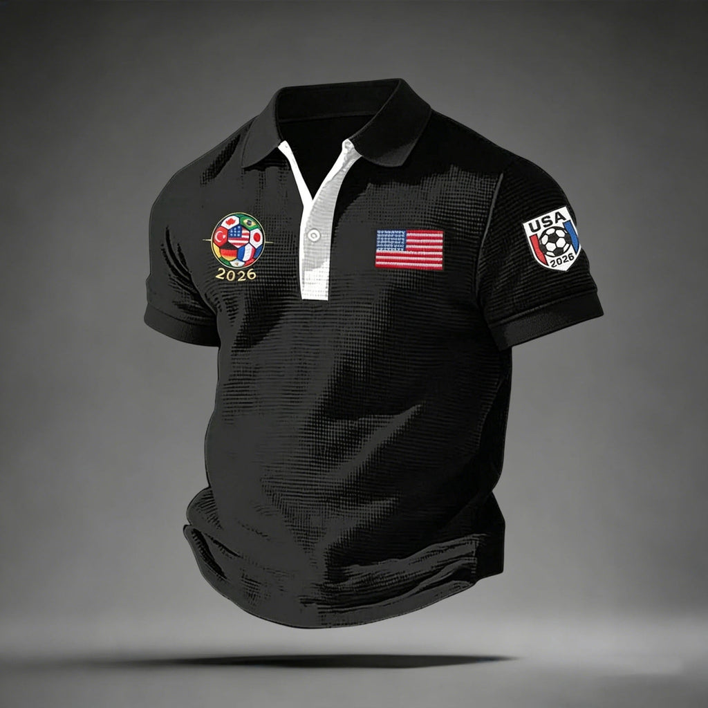 2026 Usa Soccer Mens Polo Shirts Short Sleeve Casual Collared Pullover Summer Tops Soccer Shirt for Men Indoor Outdoor Activities Daily Wear
