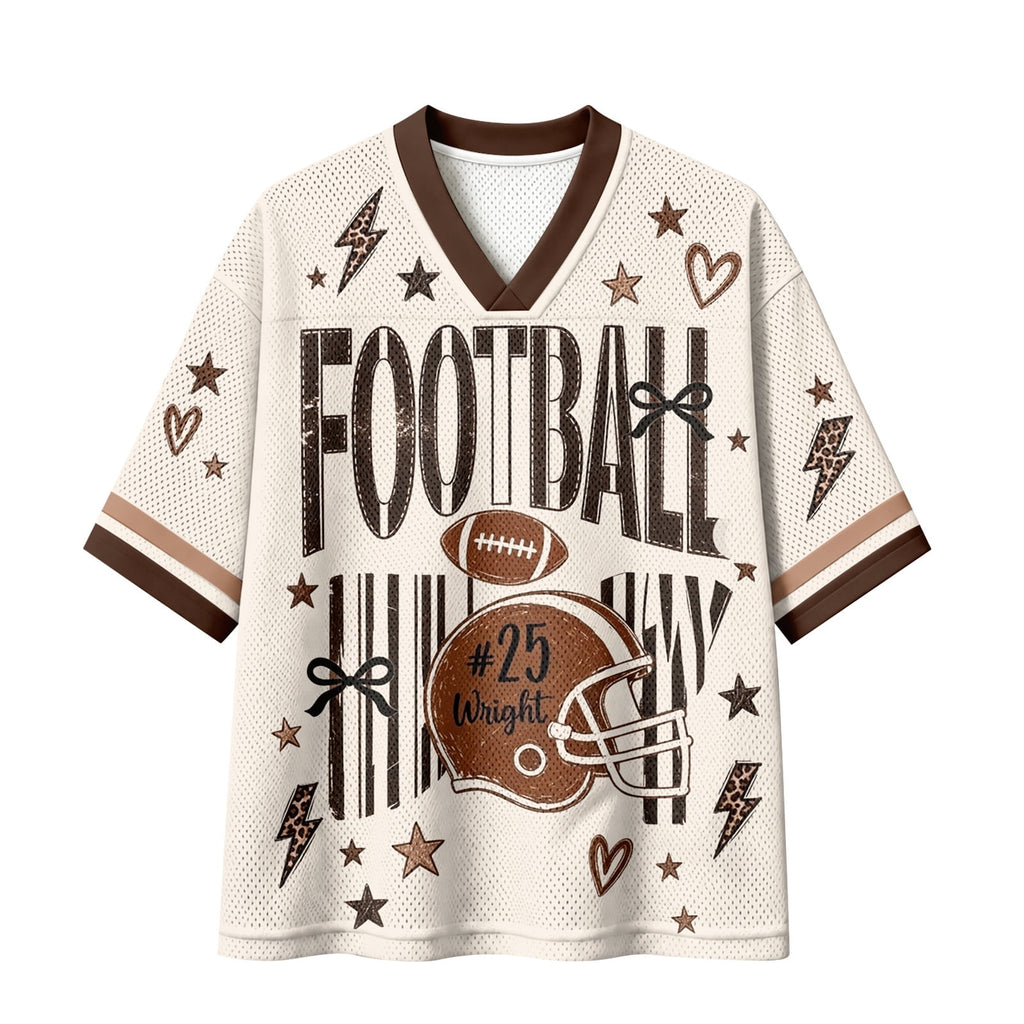 Football Shirts for Women Short Sleeve V Neck Vintage Game Day Graphic Sports Mesh Jersey Purple M