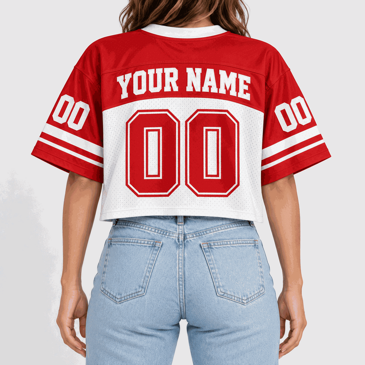 Lotusprint LLC Personalized Classic Crop Top Football Jersey, Custom Team Number Women Tee