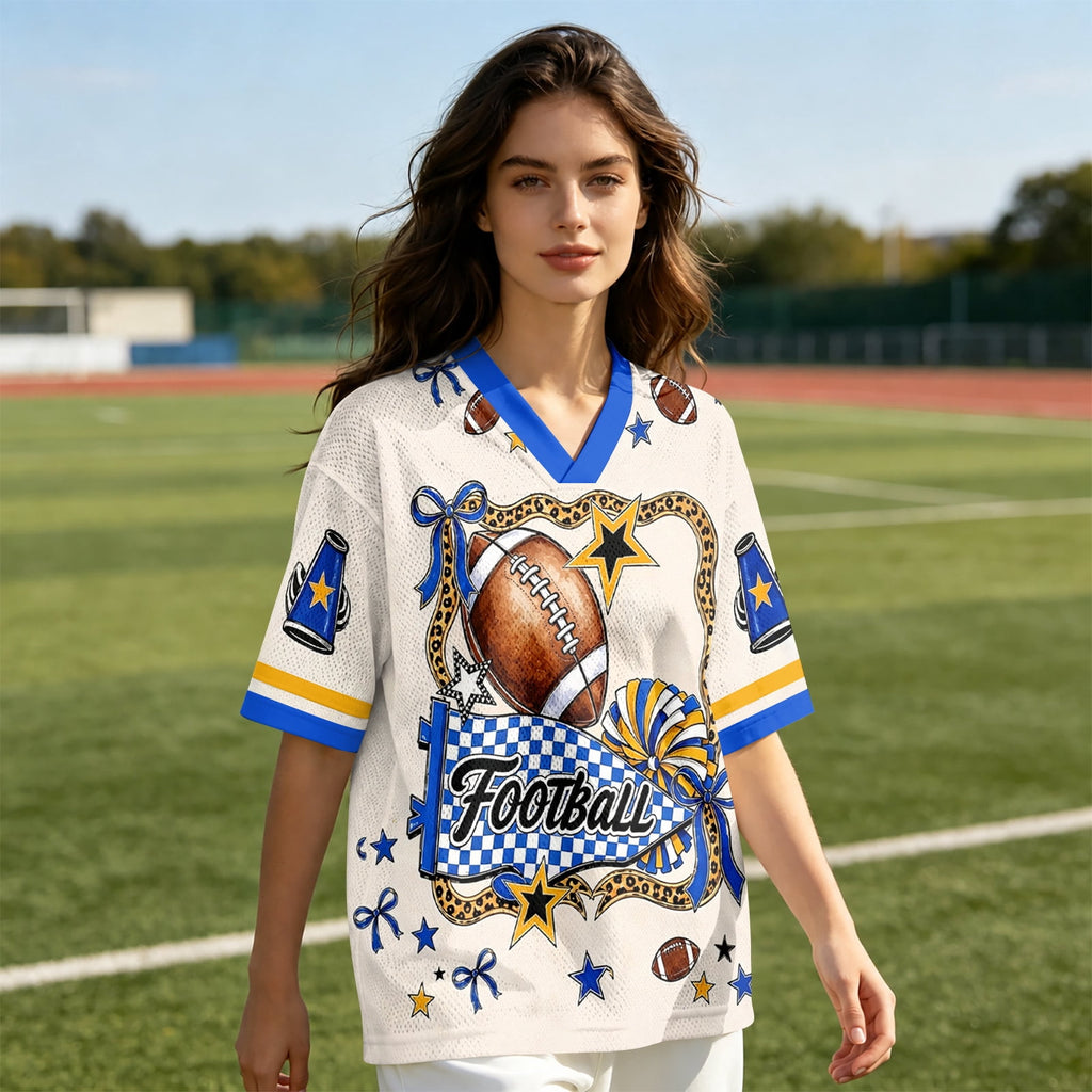 BFRGSIJ Women's Football Jersey V Neck Casual Short Sleeve Game Day Football Tee Shirt L