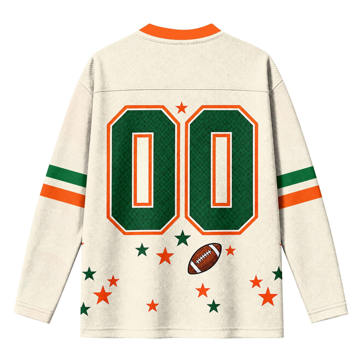 Football Shirts for Women Long Sleeve V Neck Vintage Game Day Graphic Sports Mesh Jersey Beige XL