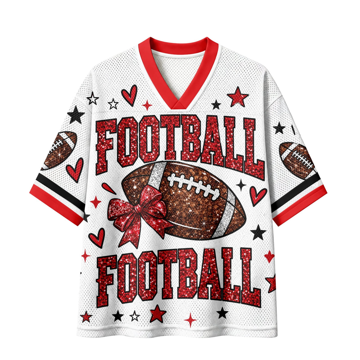 Football Shirts for Women Short Sleeve V Neck Vintage Game Day Graphic Sports Mesh Jersey Purple M