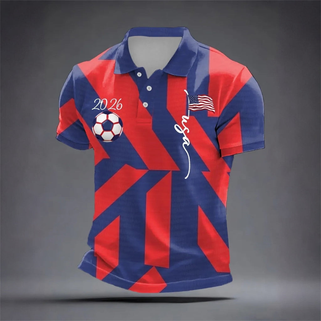 2026 Usa Soccer Mens Polo Shirts Short Sleeve Casual Collared Pullover Summer Tops Soccer Shirt for Men Indoor Outdoor Activities Daily Wear