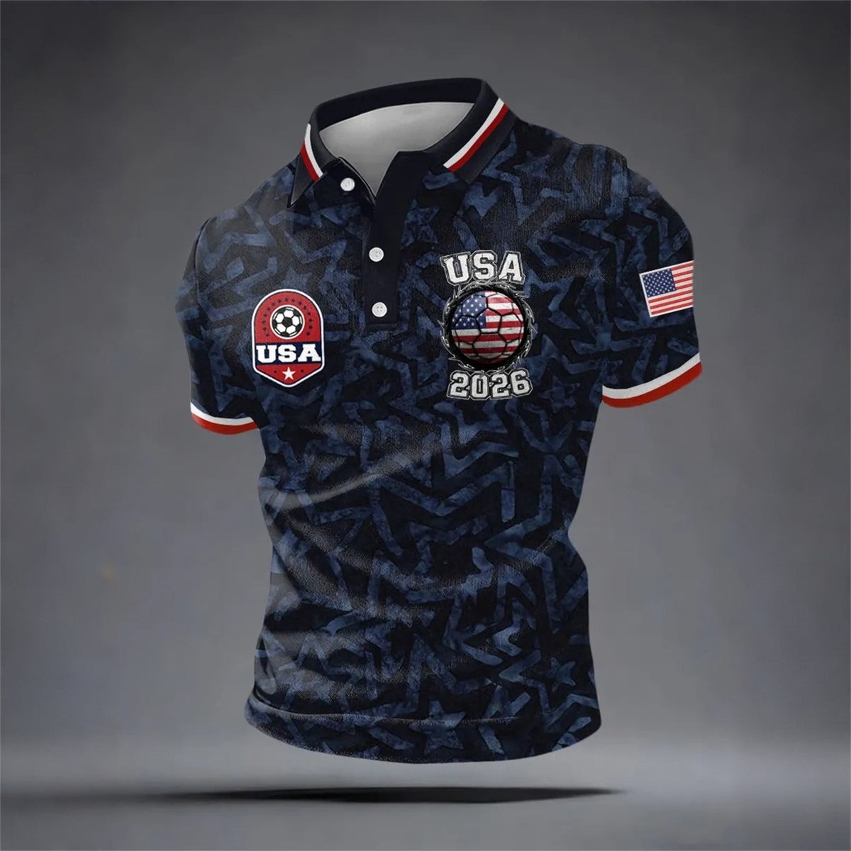 2026 Usa Soccer Mens Polo Shirts Short Sleeve Casual Collared Pullover Summer Tops Soccer Shirt for Men Indoor Outdoor Activities Daily Wear