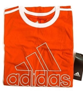 ADIDAS Big Boys 3 Stripes Graphic Logo Jersey T Shirt Orange/White style AA6713 size XL