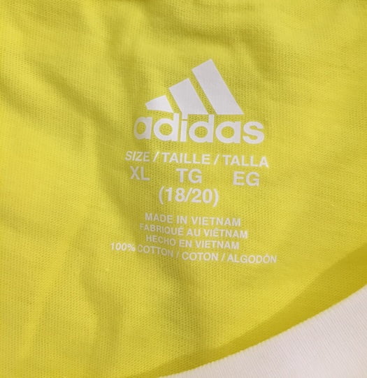 Adidas Big Boys 3-Stripes Graphic Logo Jersey T-Shirt Yellow/White AA6713 Size XLarge