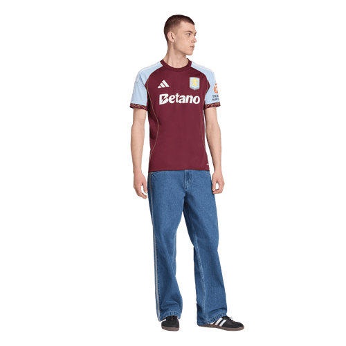 adidas Aston Villa FC 25/26 Men's Home Jersey (US, Alpha, X-Large, Regular, Regular, Maroon/Glow Blue)
