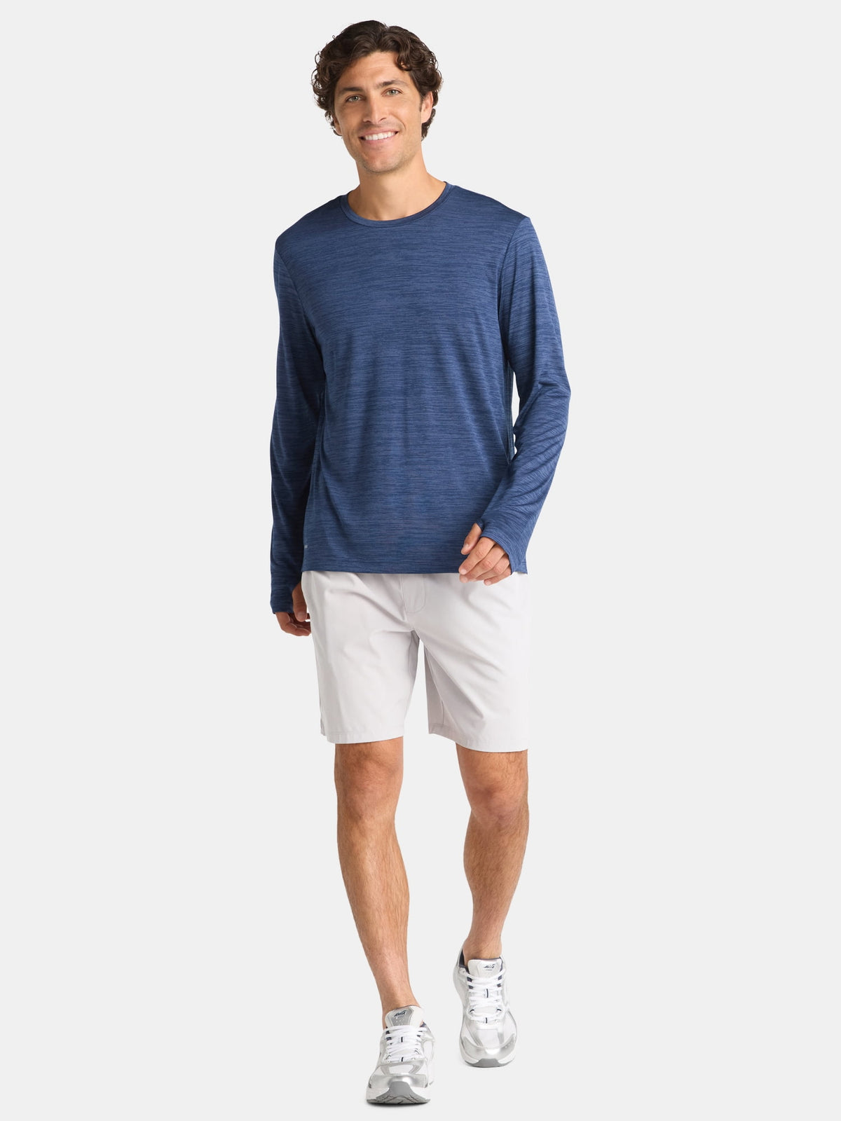 Athletic Works Men's Long-Sleeve Jersey Tee with Thumbhole Cuffs, Sizes XS-5XL