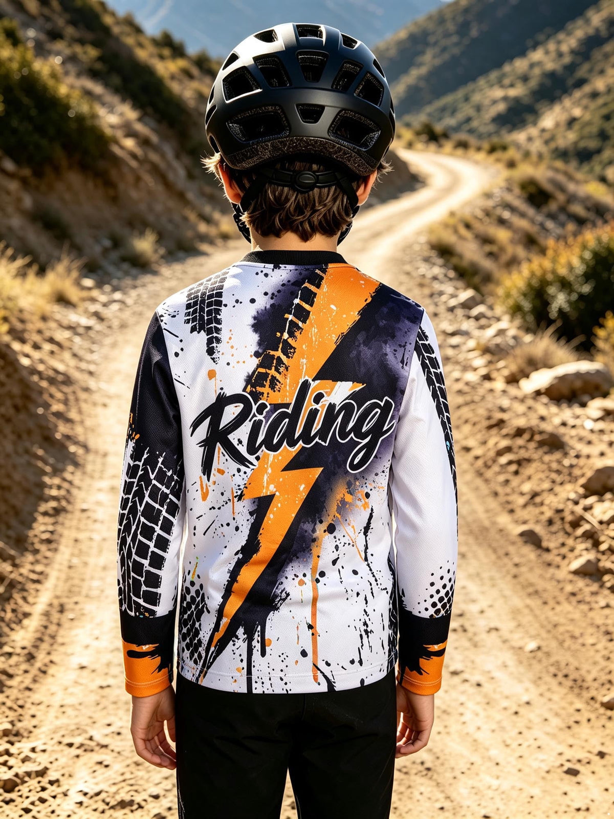 SiiRoh Kids Boys Biking Cycling Top Gymnastic Jerseys Letter Printed T-shirt Long Sleeve Biking Motorcycle Moisture-wicking Top Blue 14