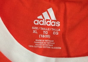 ADIDAS Big Boys 3 Stripes Graphic Logo Jersey T Shirt Orange/White style AA6713 size XL