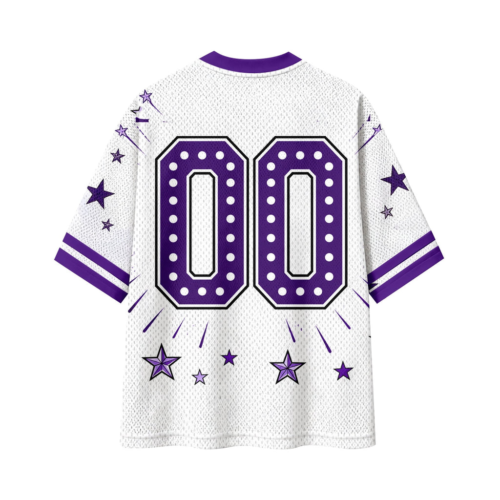 Football Shirts for Women Short Sleeve V Neck Vintage Game Day Graphic Sports Mesh Jersey Purple M