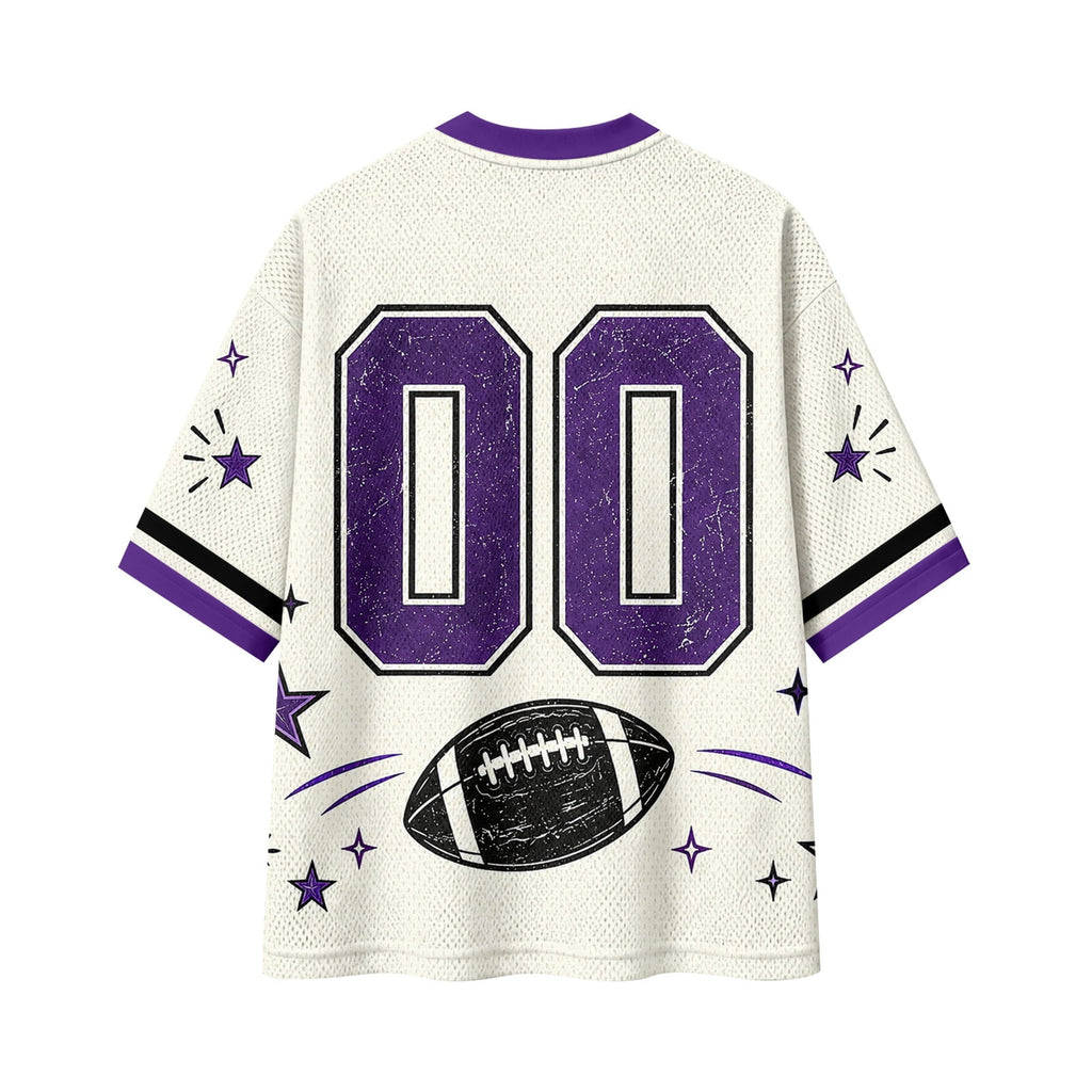 BFRGSIJ Football Mesh Jersey for Women Casual Short Sleeve V Neck Game Day Sports Fan Tee Shirt XL