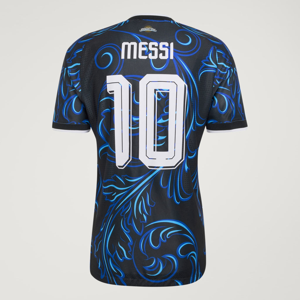 adidas Mens Argentina 2026 Away Authentic Jersey Messi Black/Lucid Blue/Blue Burst Medium