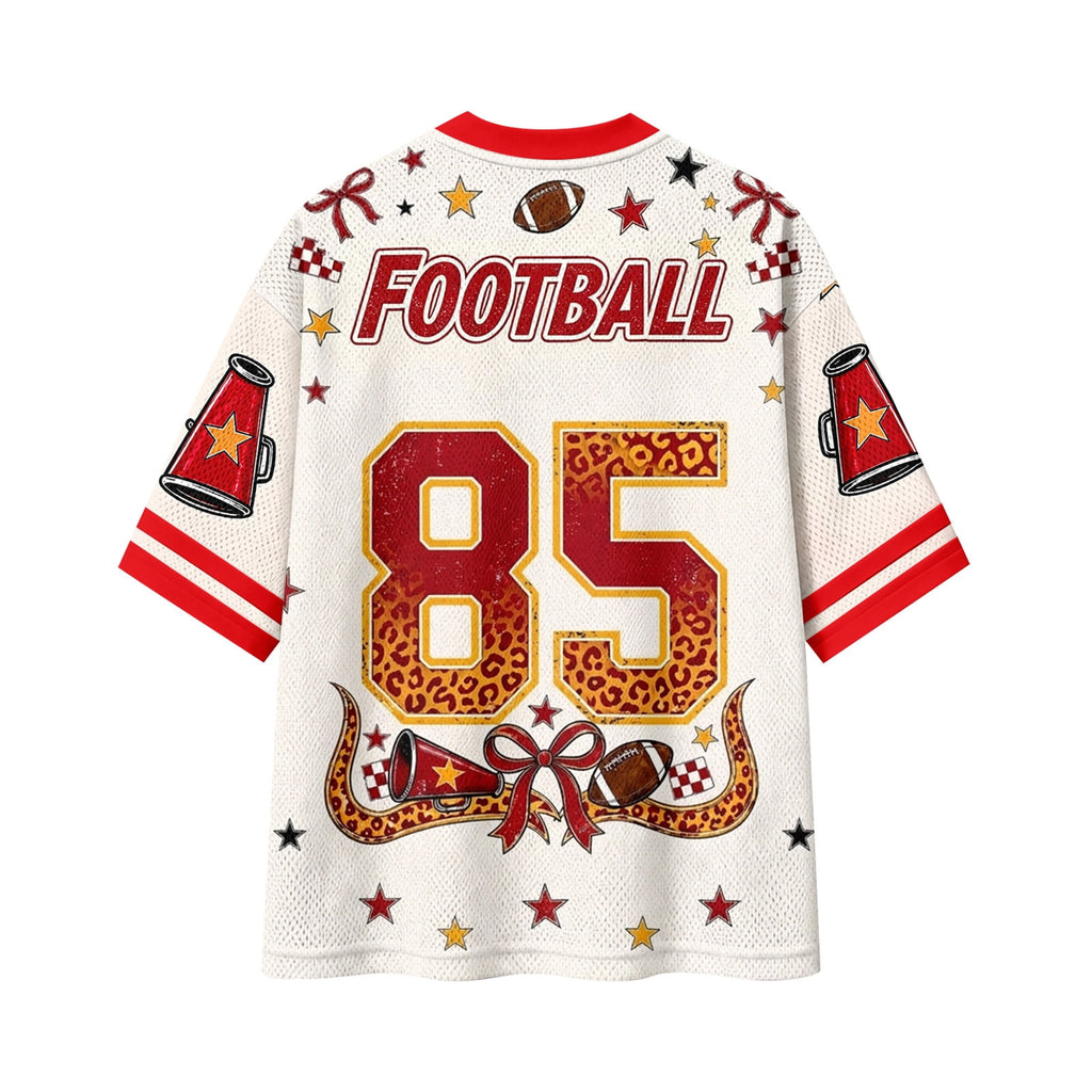 BFRGSIJ Women's Football Jersey V Neck Casual Short Sleeve Game Day Football Tee Shirt L