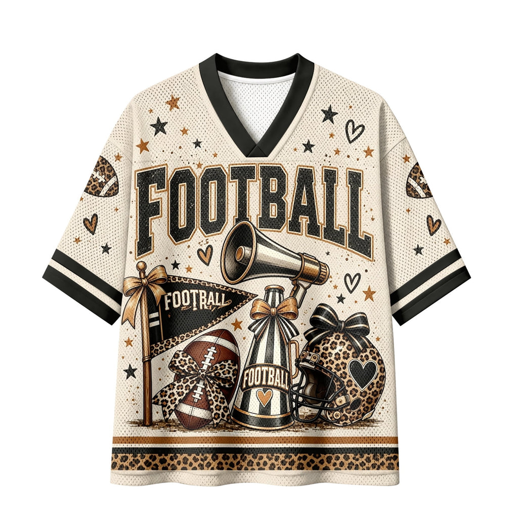 BFRGSIJ Football Mesh Jersey for Women Casual Short Sleeve V Neck Game Day Sports Fan Tee Shirt XL