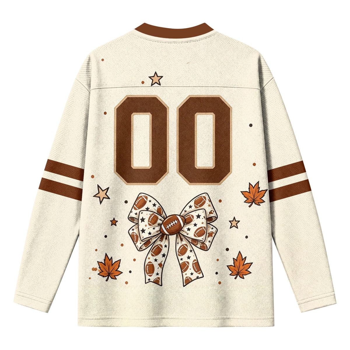 Football Shirts for Women Long Sleeve V Neck Vintage Game Day Graphic Sports Mesh Jersey Beige XL