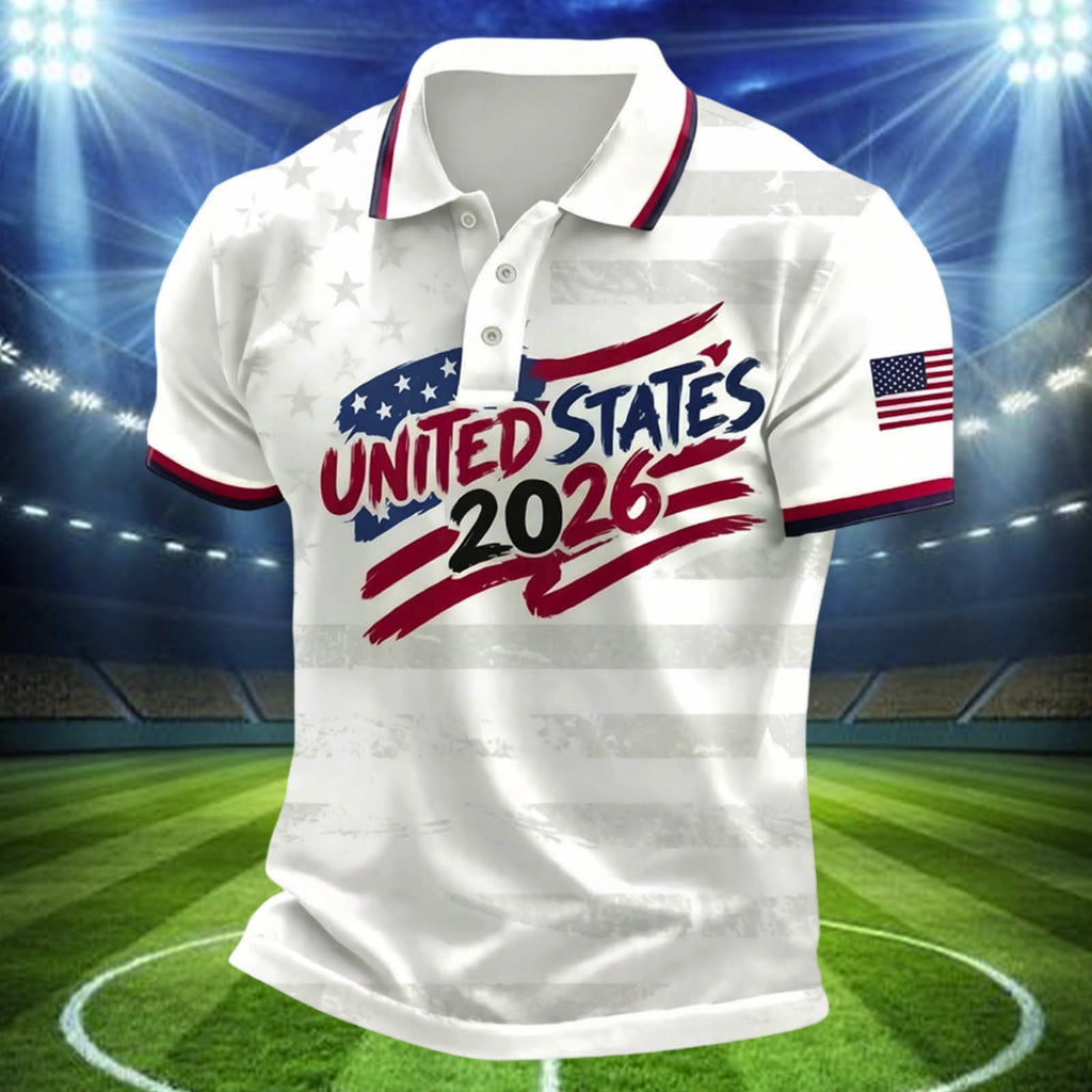 2026 Usa Soccer Mens Polo Shirts Short Sleeve Casual Collared Pullover Summer Tops Soccer Shirt for Men Indoor Outdoor Activities Daily Wear
