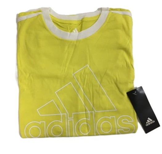 ADIDAS Big Boys 3 Stripes Graphic Logo Jersey T Shirt Yellow/White style AA6713 Sz Large
