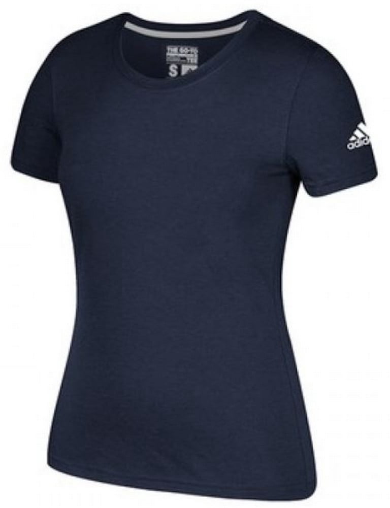 Adidas Women's Go-to Performance Short Sleeve Crew Athletic Tee Top (Navy, XL)