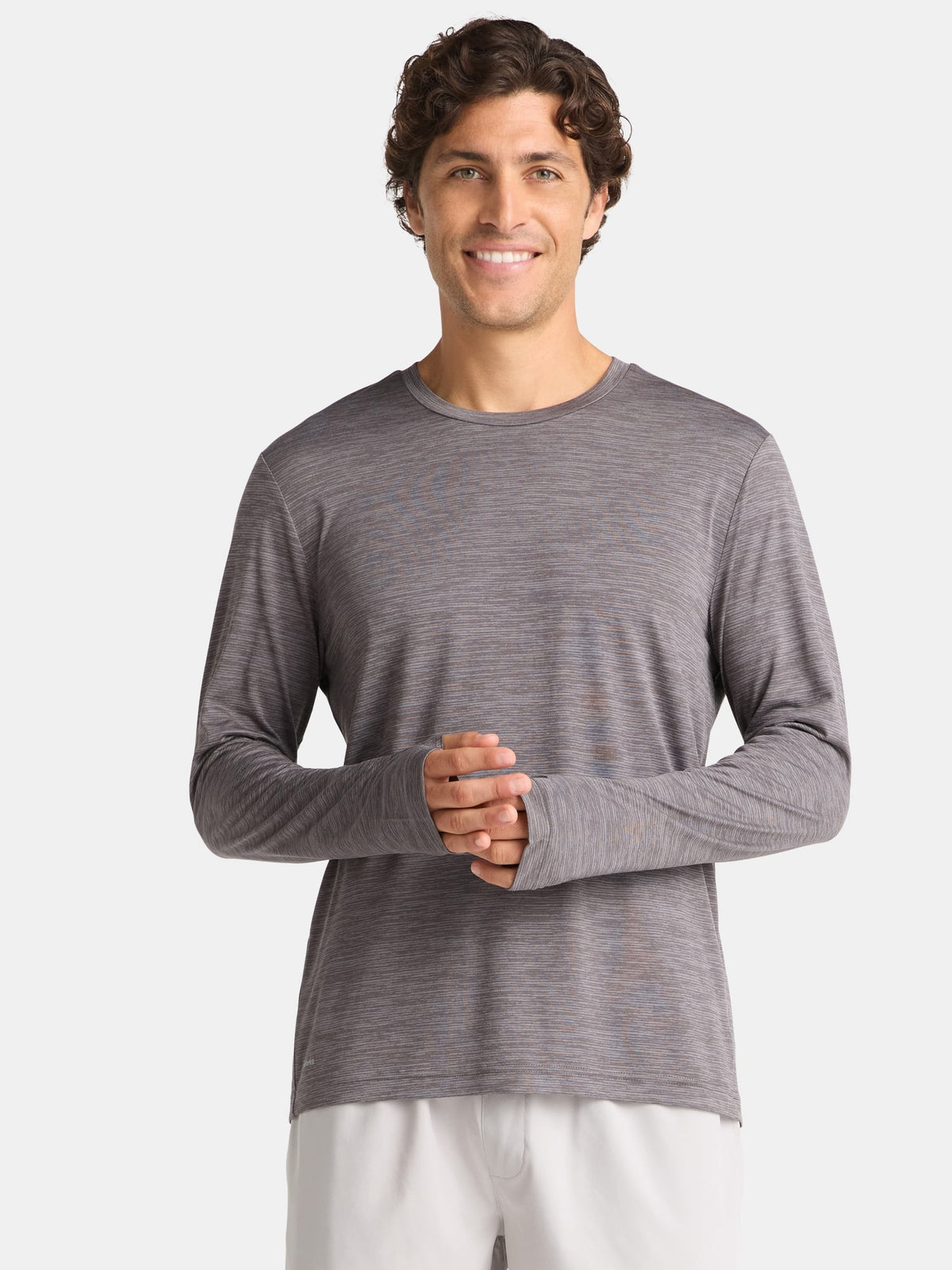 Athletic Works Men's Long-Sleeve Jersey Tee with Thumbhole Cuffs, Sizes XS-5XL