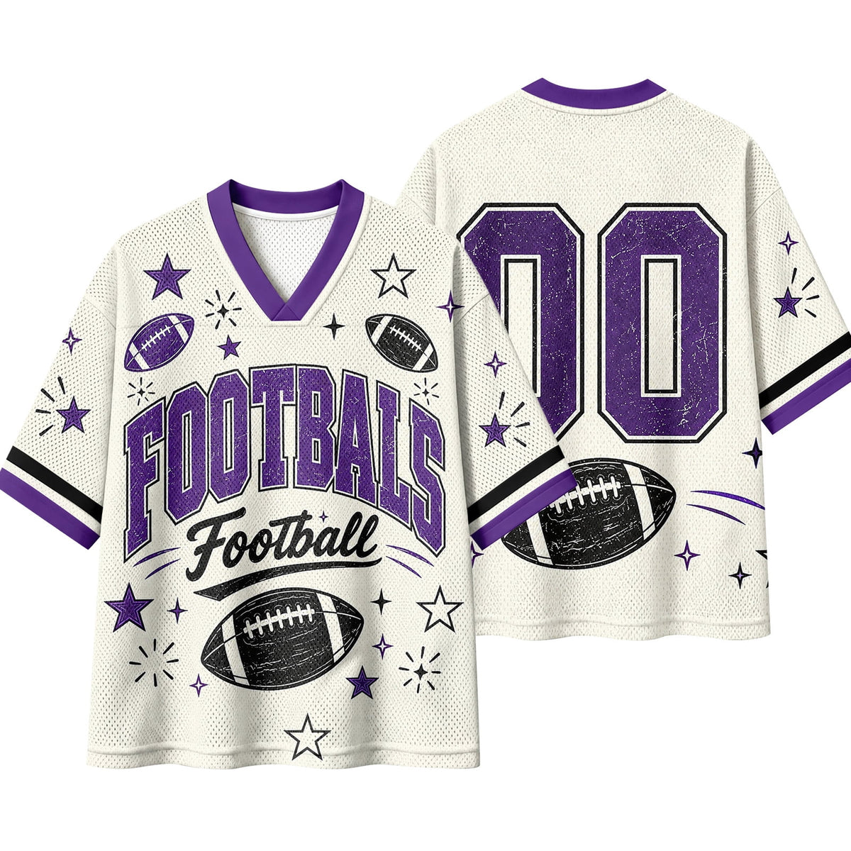 BFRGSIJ Football Mesh Jersey for Women Casual Short Sleeve V Neck Game Day Sports Fan Tee Shirt XL