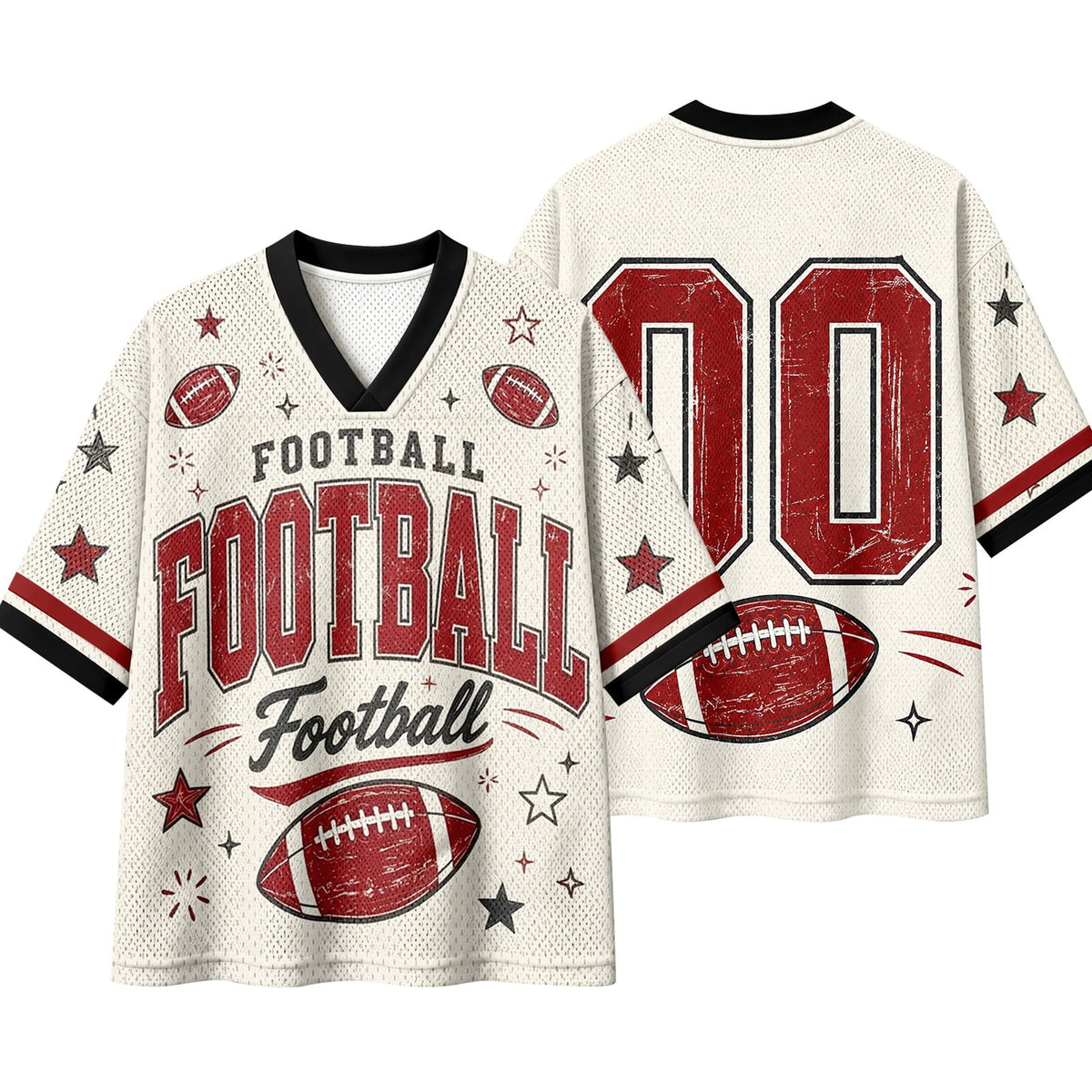 BFRGSIJ Football Mesh Jersey for Women Casual Short Sleeve V Neck Game Day Sports Fan Tee Shirt XL