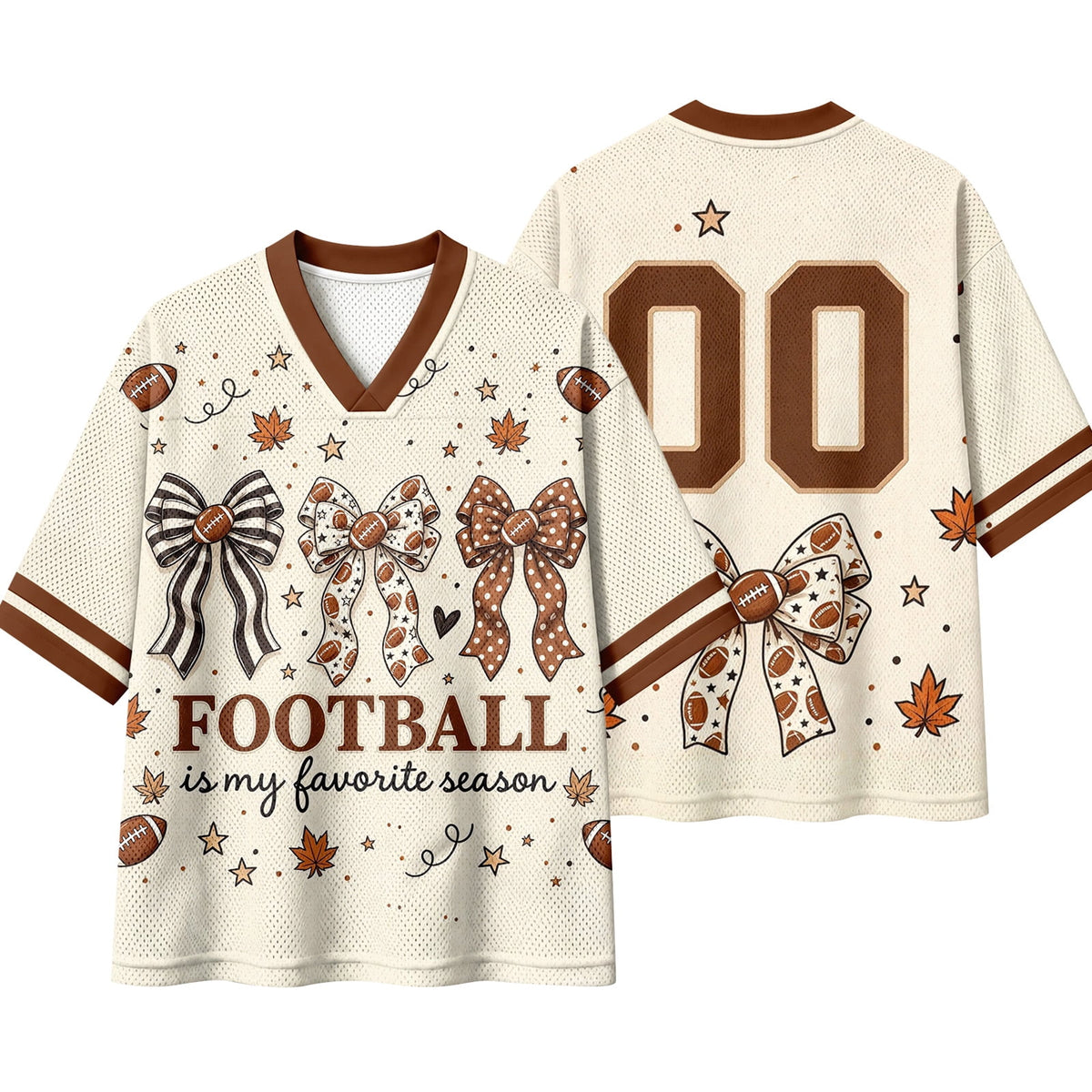 BFRGSIJ Women's Football Game Day Mesh Jersey V Neck Short Sleeve Top Leopard Bow Football Graphic Casual Sport Shirt for Game Day XL