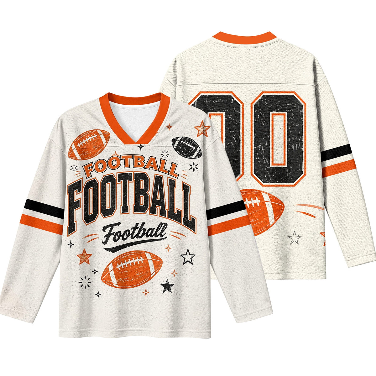BFRGSIJ Women's Football Game Day Shirts Long Sleeve V Neck Mesh Jersey Vintage Football Graphic Casual Sport Top for Tailgate Party XL