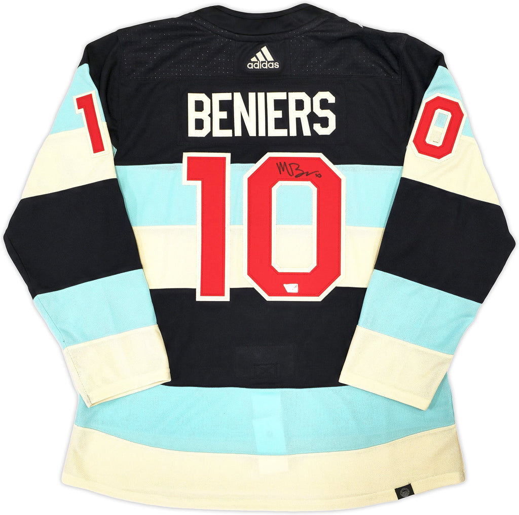 Seattle Kraken Matty Beniers Autographed Blue & Cream Adidas 2024 Winter Classic Jersey Size 54 With Patch Fanatics Holo 223731