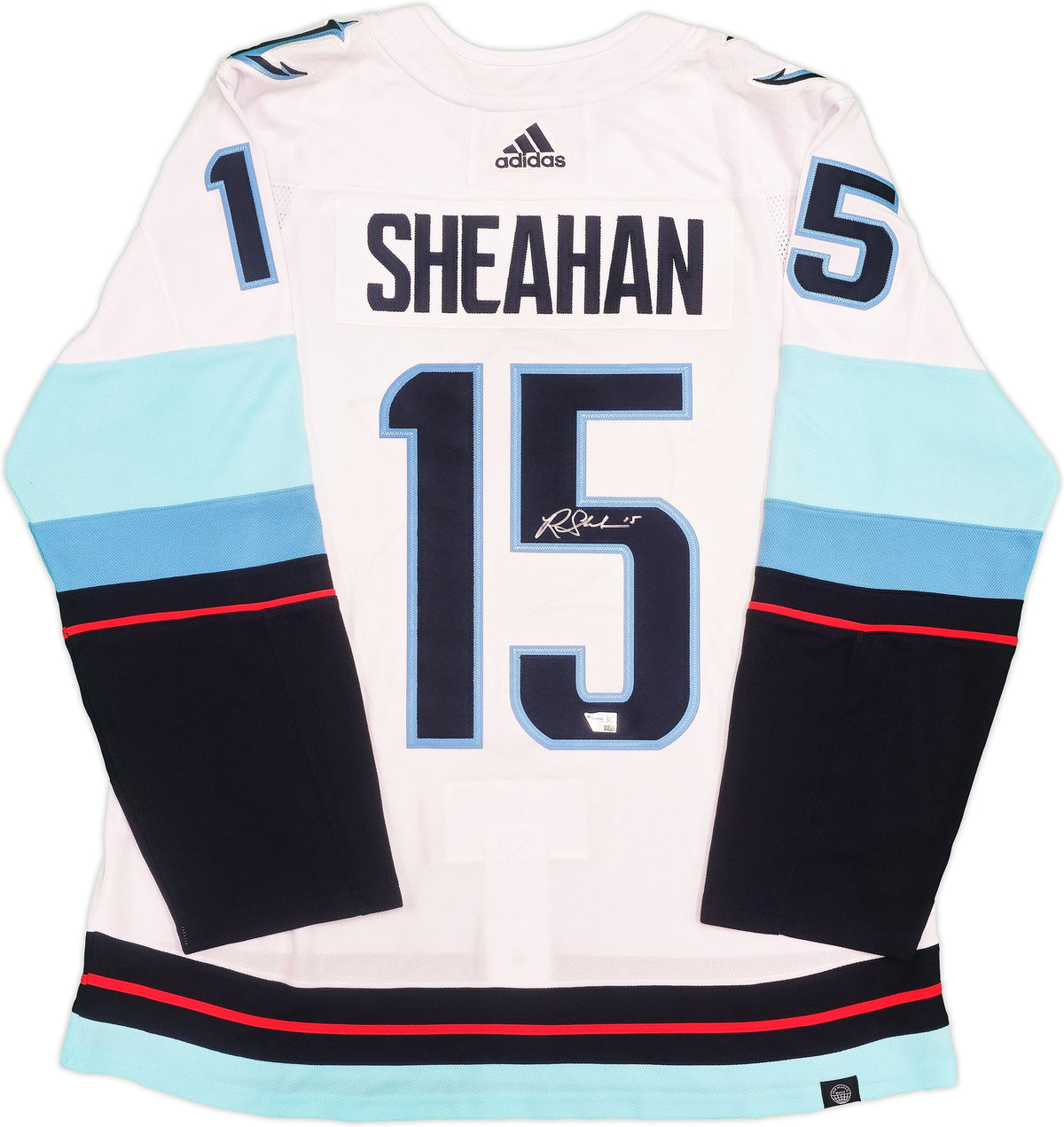 Seattle Kraken Riley Sheahan Autographed White Adidas Authentic Jersey Size 54 With Inaugural Season Patch Fanatics Holo 235591