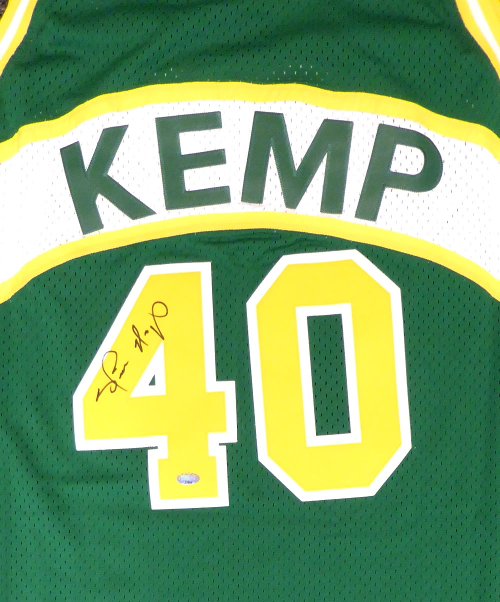 Seattle Sonics Shawn Kemp Autographed Green Adidas Hardwood Classics Jersey Size XL MCS Holo 125204