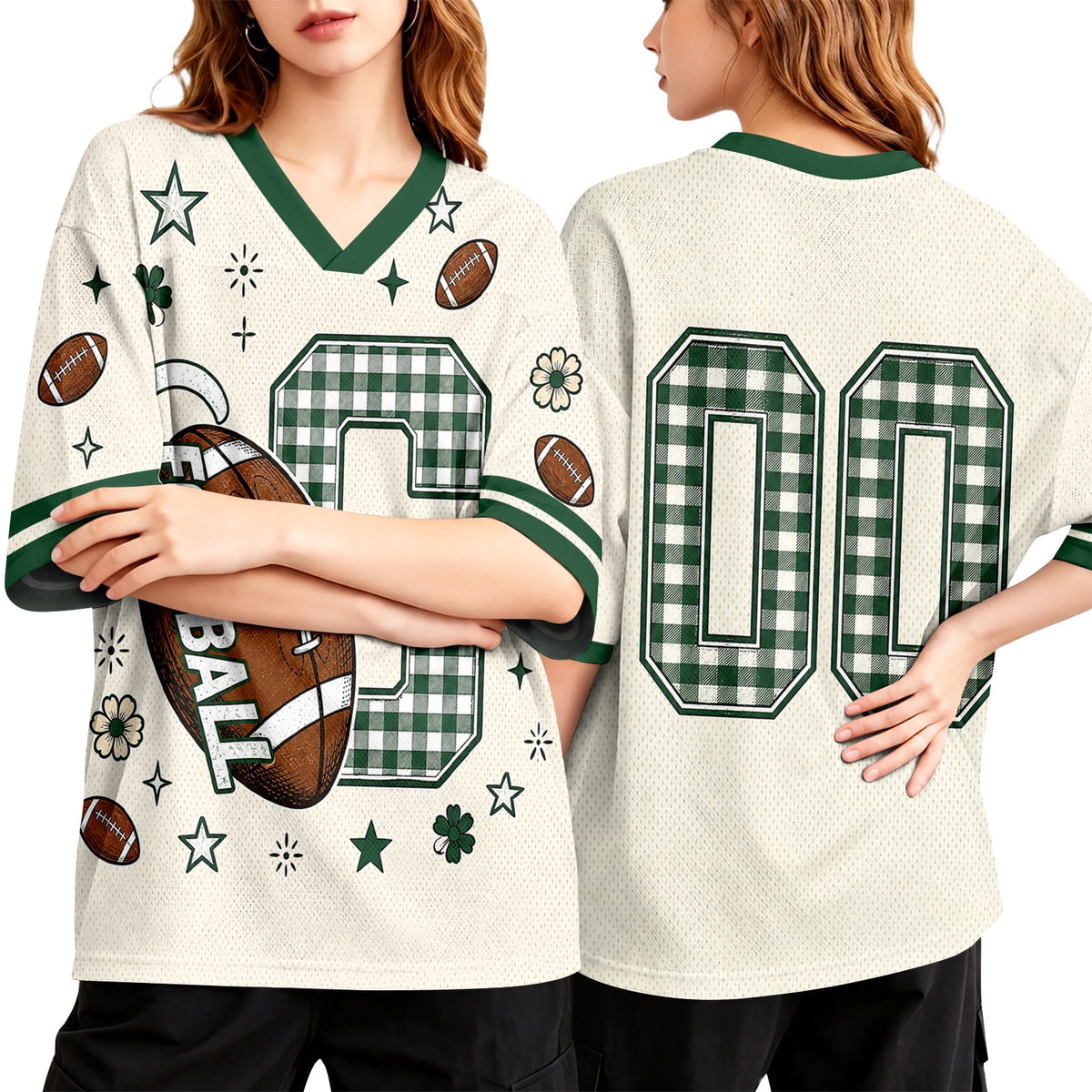 Football Shirts for Women Short Sleeve V Neck Vintage Game Day Graphic Sports Mesh Jersey Purple M