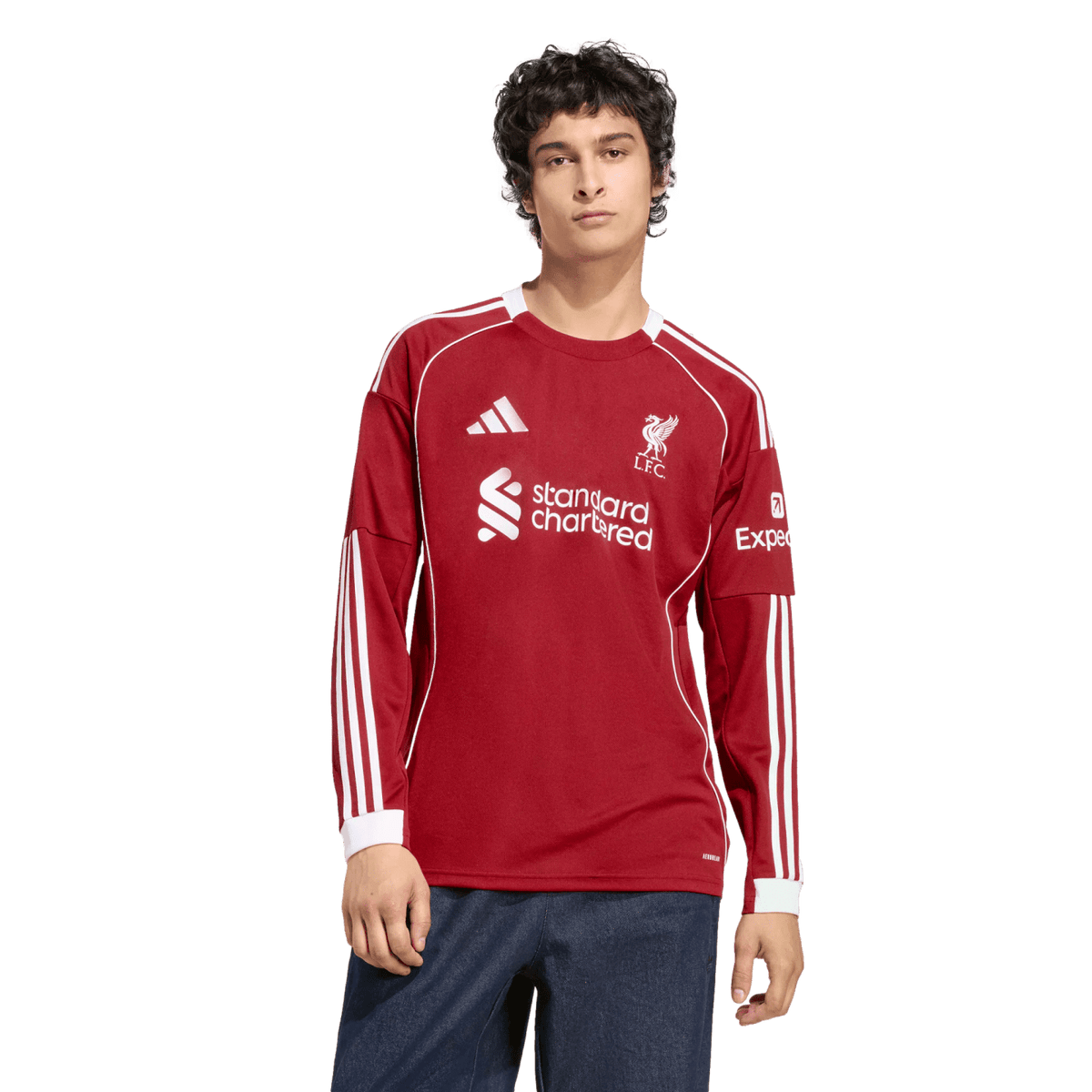 adidas Liverpool FC 25/26 Men's Long Sleeve Jersey (US, Alpha, Small, Regular, Regular, Strawberry Red)