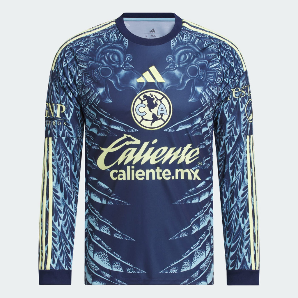 adidas Club America Away Men's L/S Soccer Jersey 25/26 (US, Alpha, Large, Regular, Regular, Blue)