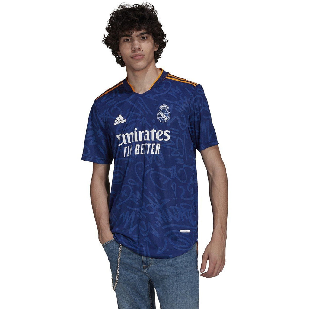 adidas Men's Real Madrid 21/22 Away Authentic Jersey (Victory Blue, Small)