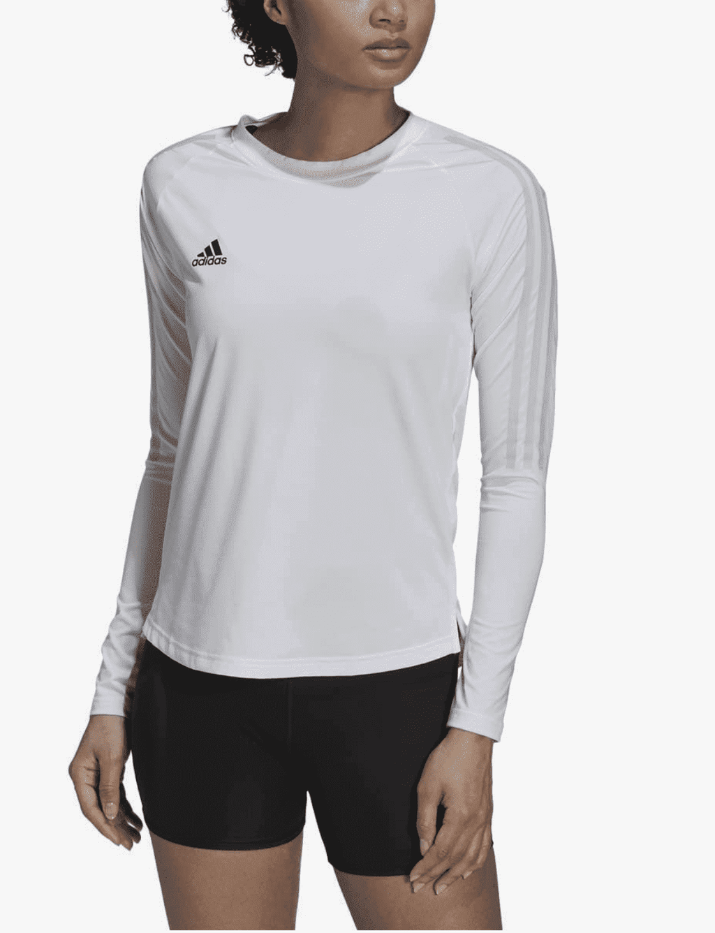 adidas Women's Hi Low Jersey Long Sleeve, volleyball White/Team Light Grey, Medium
