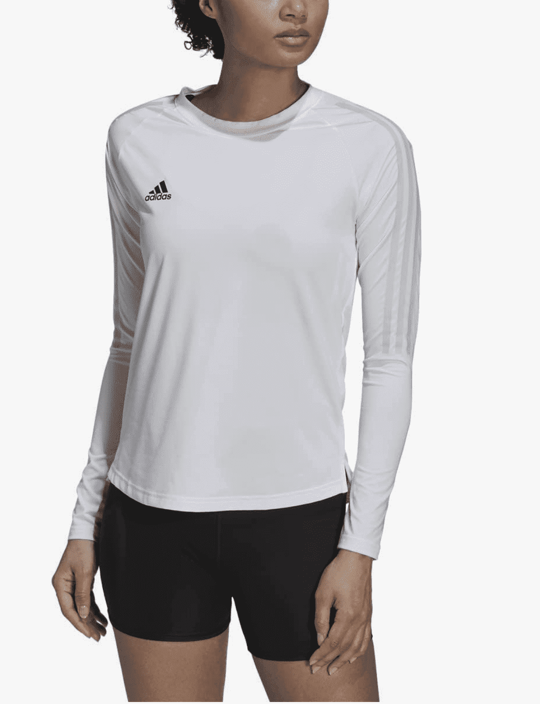 adidas Women's Hi Low Jersey Long Sleeve, volleyball White/Team Light Grey, Medium