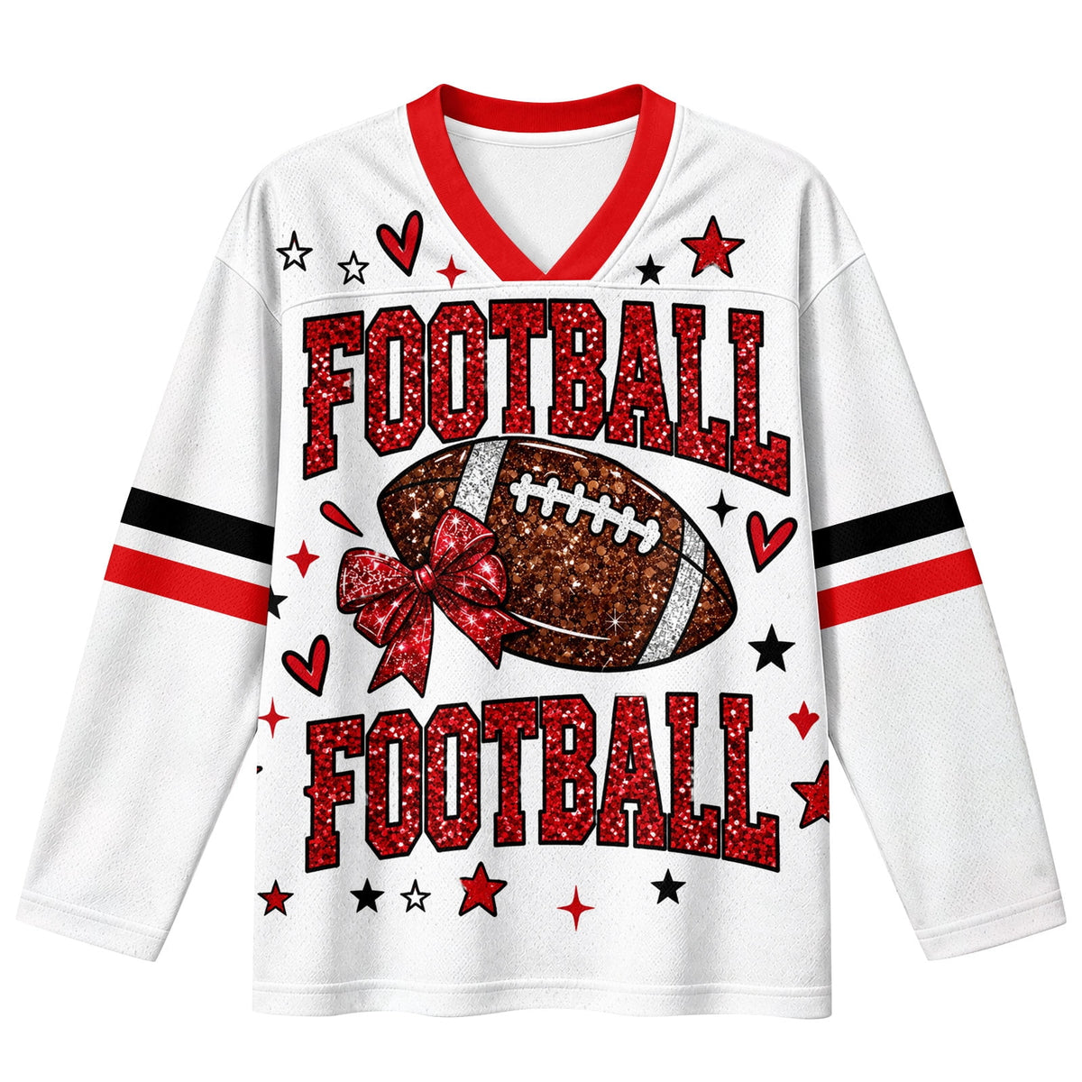 Football Shirts for Women Long Sleeve V Neck Vintage Game Day Graphic Sports Mesh Jersey Beige XL