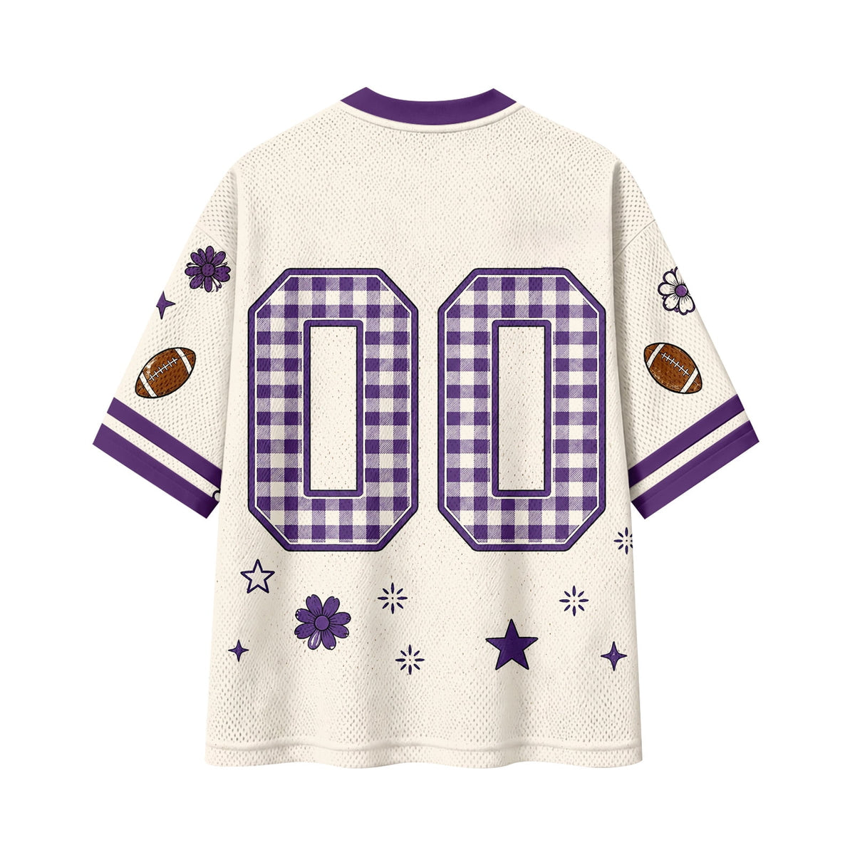 Football Shirts for Women Short Sleeve V Neck Vintage Game Day Graphic Sports Mesh Jersey Purple M